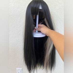 Black Wig With Blonde Chunky Blonde Highlights